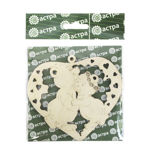 L-454 Деревянная заготовка "Сердце с мишками" 10*11см "Астра"